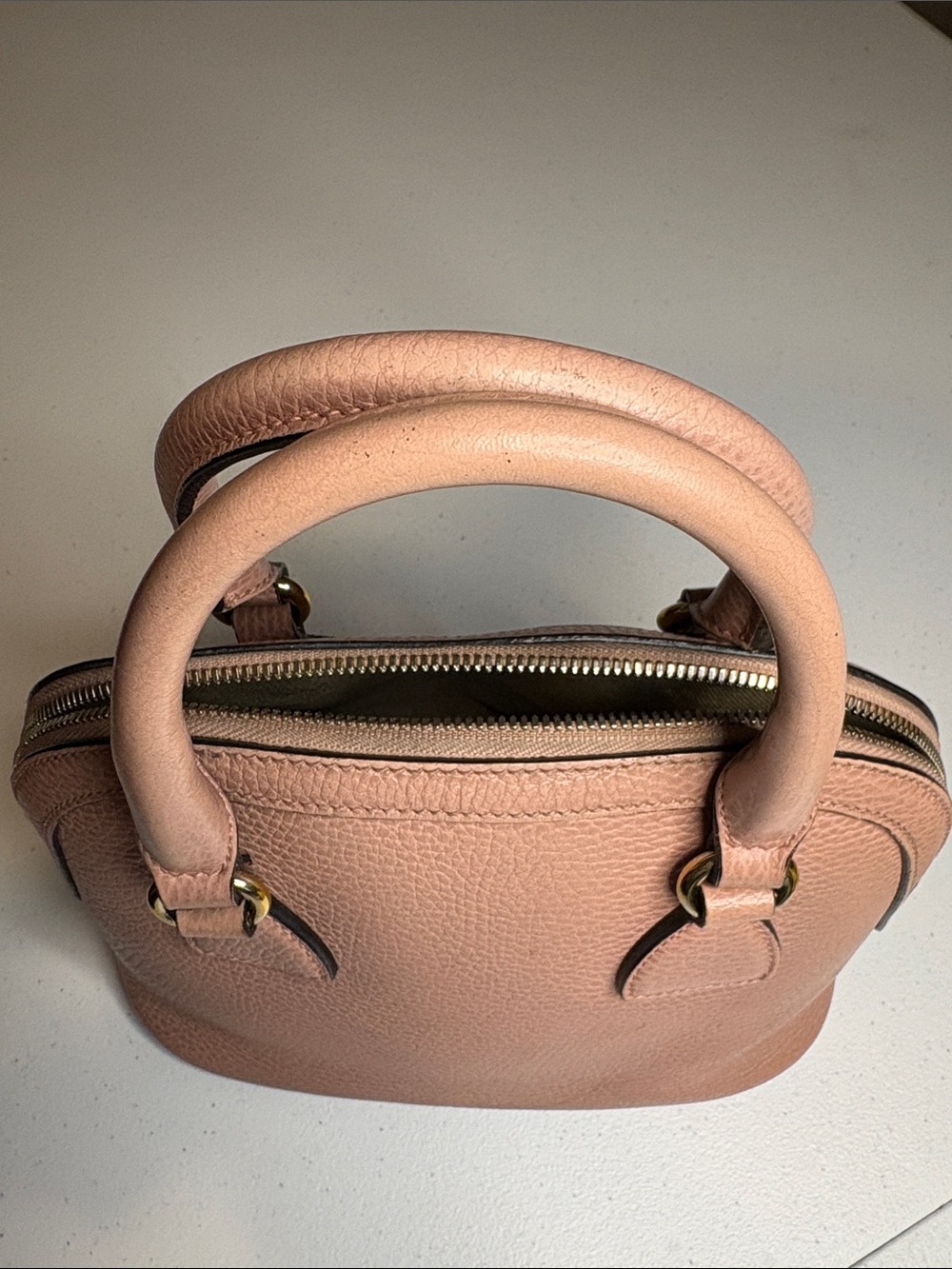Gucci Blush Pink Leather GG Charm Dome Satchel with Strap & COA - Picture 15 of 16
